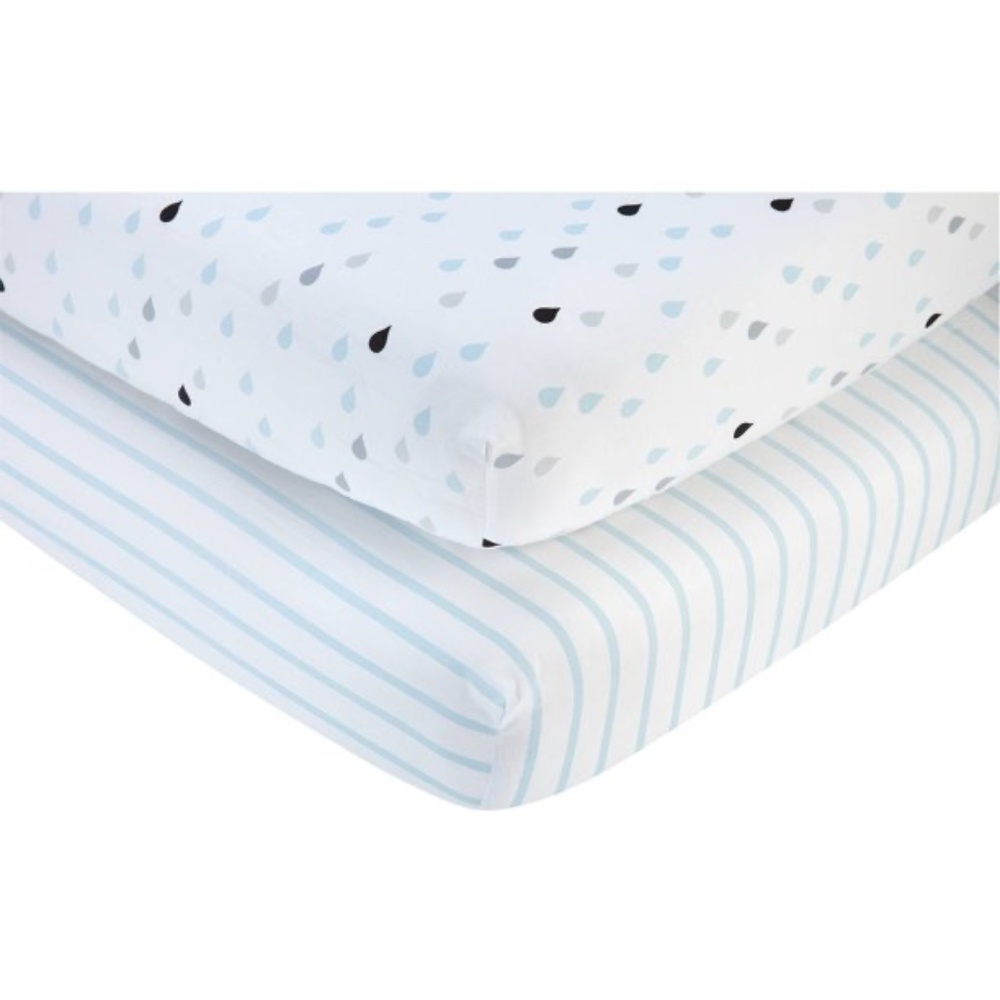 Little Love by Nojo Happy Clouds Crib Sheet, 2 Pack